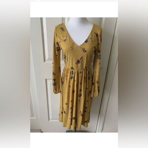 Old Navy Yellow Floral Long Sleeve Dress
